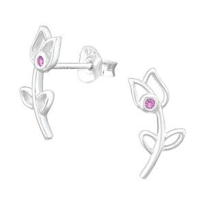 Sterling Silver Flower Ear Climbers April Birthstone